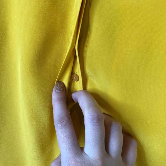 Antonio Melani Yellow Silk Secretary Blouse Large - Picture 4 of 10